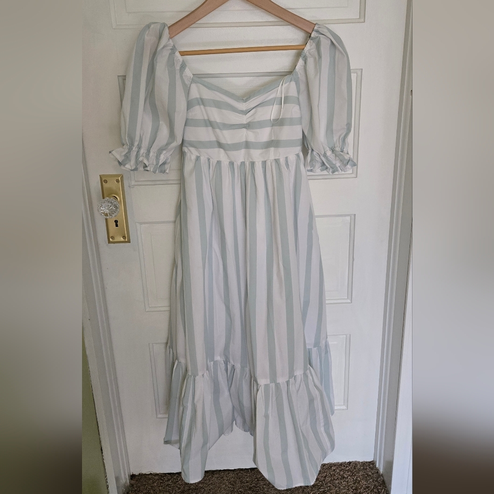 NWOT Puff Sleeve Poplin Midi Dress